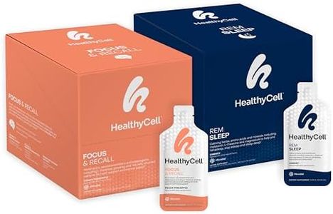 Healthycell REM Sleep + Focus & Recall Bundle - Adult Extra Strength Sleep Supplement + Nootropic Supplement - Maximum Absorption Liquid Supplements - 30 Gel Packs x 2