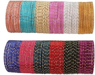 Touchstone "Colorful Bangle Collection Indian Bollywood Alloy Metal Rich Gorgeous And Live Textured Vintage Colors Jewelry Bangle Bracelets For Women., M - Circ 7.8 in-Indn Size 2.8-Dia 2.5 in, Alloy,