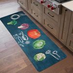 Kuber Industries Kitchen Mats for floor | Floor Carpet | Carpet for Home | Anti-Skid | Runner for Kitchen | Kitchen Floor Runner | Carpet Rug for Entrance | Vegetables Print | Green