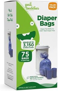 Pail Buddies Diaper Bags, 75 Count, Fresh Powder Scent, Compatible with Ubbi Diaper Pail, Made with Recycled Material, 13 Gallon Capacity, Strong and Durable