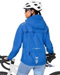 FitsT4 Sports Womens Rain Jackets Waterproof Cycling Windbreaker Running Reflective Jackets Packable Hiking Hoodies Blue Size L
