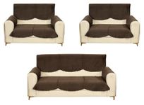 Fashion Throw Sofa Cover 7 Seater | Velvet Quilted Anti-Slip Sofa Cover Protector Covers | Sofa Cover for Living Room | Sofa Slipcovers (Brown, 7 Seater + Arm Cover)