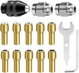 Drill Chuck Collet Set for Dremel, 15PCS Chuck Collet Kit, 0.8-3.2mm Shank Replacement 4486 Rotary Tool Keyless Quick Change Chuck Accessory with Replacement 4485 Brass Collet Metal Nut