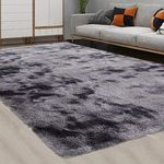 CAROMIO Area Rug for Bedroom Extra Large 9' x 12' Fluffy Rugs Shag Rugs for Living Room Furry Rugs for Girls Boys Room Tie Dye Shaggy Rug for Kids Baby Room Home Decor Rug Carpets, Dark Grey