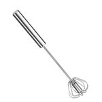 AEX Premium Egg Whisk Stainless Steel Egg Beater Rotating Push Mixer Stirrer Kitchen Utensil Whisking Beating Mini Whisk Cooking Utensils for Blending