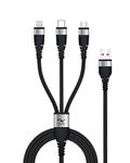 Wayona 3in1 Nylon Braided 66W USB Fast Charging Cable with Type C, Lightening and Micro USB Port, Compatible with iPhone, iPad, Samsung Galaxy, One Plus, Mi, Oppo, Vivo, iQOO, Xiaomi (1M, Black)