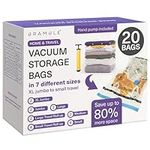 Bramble 20 Space Saver Vacuum Sealer Bags Vacuum Storage Bags for Clothing & Bedding (XL Jumbo/Jumbo/Large/Medium/Small/Roll Up), Vacuum Bags for Travel & Clothes, Compression Vacuum Bags for Blankets