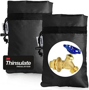 Enlarge Outdoor Faucet Cover for Winter Freeze Protection, 3M Thinsulate, 10”H x 6.3”W Hose Bib Covers for Wall Taps Outside, Waterproof & Frost Free Insulated Spigot Cover, 2 Pcs Faucet Socks - Black