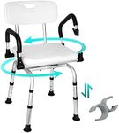 360° Swivel Heavy Duty Shower Chair,Height Adjustable Bath Chair,Portable Seat with Pivoting Armrests and Back,for Elderly,Handicap & Seniors up to 400LBS(Upgraded Version)