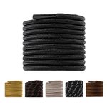 LARGERED Round Shoe Laces Work Boot Laces Heavy Duty, Durable Thick 4mm Shoelaces for Trainers Shoes Walking Hiking Boots, Replacement Round Lace Rope Laces for Men Women, Black-110CM