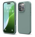 LIRAMARK Liquid Silicone Soft Back Cover Case for Apple iPhone 16 Pro (6.3 inch) (Green)