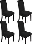 Styleys Dining Chair Cover Slipcovers, Jacquard Chair Seat Protector Removable Washable Spandex Kitchen Chair Covers for Dining Room, Set of 4, Black, JLMC07