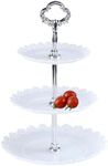 Cake Stand, 3 Tier Dessert Table Display Set Cupcake Tower, Cake Stand Gift Boxed,White Embossed Dessert Stand Treats Candy Station for Wedding Birthday Party Baby Shower Celebration Holiday