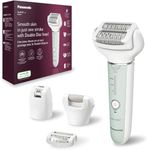 Panasonic ES-EY70-G503 Wet/Dry Epilator Dual Disc with 60 Tweezers, 90° Swivel Head, 3 Speeds & LED Light, 30 Min Operation, Wireless, Hair Remover, Foot Care Head