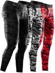 DRSKIN 5, 4, 3 or 1 Pack Men’s Compression Pants Tights Sports Baselayer Running Athletic Workout Active, Line (Camo-gray+camo-black+black), Large