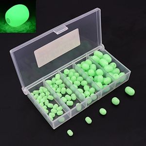 OriGlam 100pcs Soft Plastic Luminous Glow Fishing Beads, Beads Round Beads Fishing Lures, Green Sea Fishing Bead Fishing Tackle Tools