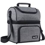 Hap Tim Insulated Lunch Bag Large Size Lunch Box for Men, Women,Adult,Dual Compartment Large Lunch Tote Bag for Work(N16040-G)