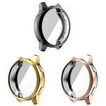 Case Compatible with Garmin Vivoactive 4S with Screen Protector, 3 Pack Flexible TPU Shockproof Scratch Proof Cover Case for Garmin Vivoactive 4S (Black/Gold/Rose Gold)