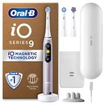 Oral-B iO9 Electric Toothbrushes For Adults, App Connected Handle, 3 Toothbrush Heads, Charging Travel Case & Toothbrush Head Holder, 7 Modes, 2 Pin UK Plug, Rose