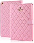 Topwin iPad Mini 6 Case (8.3-Inch,2021 Model), Crown Bling Diamond Cute PU Leather Smart Auto Sleep/Wake with Kickstand Shockproof for Apple iPad Mini 6th Gen 8.3 Inch (Pink)