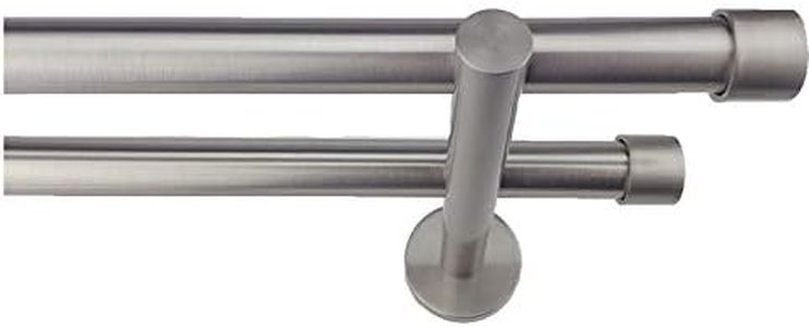 Barres de rideau – Ensemble bouchon double barre en acier inoxydable. Longueur : 3 m.