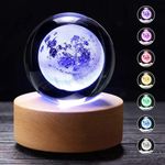 Desidiya 3D Moon Multi Crystal Ball Night Light with Wooden Base - LED USB Table Lamp for Kids, Teens, and Home Decor