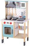 TOOKYLAND Wooden Kitchen Toddler Kitchen Playset with Real Light & Sound, Kids Play Kitchen with Removable Sink, Microwave, Range Hood, Stove, Oven, Toy Kitchen Sets for Girls Boys Gift Age 3