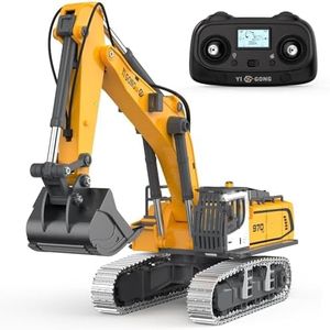KidsFaves Pro-Grade Remote Control Excavator for Adult Metal Micro-Scale RC Construction Model with Leadscrew Digging System, Dual Battery Includes Portable Carry Case