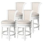 Maven Lane Pullman Wooden Swivel Kitchen Stool, Alabaster White Finish, Set of 4