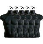 5 Pack Male Mannequin Torso, Dress Form Tshirt Display Countertop Hollow Back Body S-M Clothing Sizes (Black)