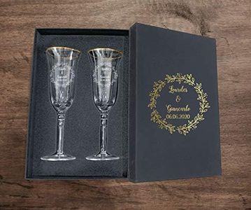 Krezy Case Set Of 2, Laser Engraved Cheers Flutes Engraved Personalized Glasses For A Recently Hitched Couple, Present This Glassware & Propose A Toast