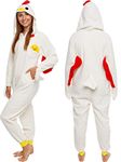 Silver Lilly Animal Pajamas - Adult Chicken Costume - Rooster Cosplay - beige - Large