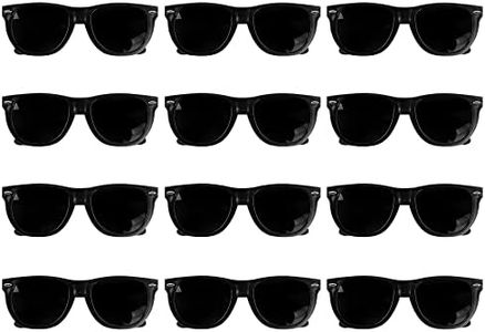 Plastic Black Vintage Retro Wayfarer Style Sunglasses Shades Eyewear for Party Prop Favors Decorations Toy Gifts (12 Pairs)