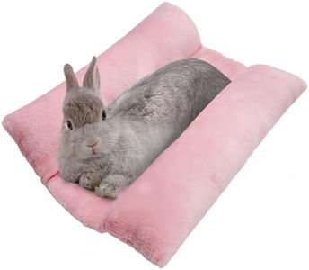 MEWTOGO 15.7 x 14In Rabbit Bed, Thickened Soft Bunny Bed, Cuddle Cushion Plush Mat with Cotton Lounger Pillows, Small Pet Flop Mat for Cage Sleeping Indoor, Pink