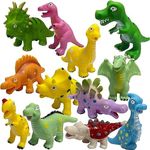 No Hole Baby Dinosaur Bath Toys 12 PCS for Toddler, Mold Free Kids Bathtub Pool Toys, Play at Every Places toddler dinosaur toys, Gift Box