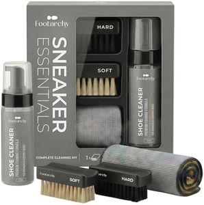 Footarchy Sneaker Cleaner Set – 150ml Reinigungsschaum, Schuhreinigungsset mit 2 Bürsten (Soft & Hard) & Mikrofasertuch – Schuhputzset für weiße Schuhe, Leder, Mesh & Einlegesohlen