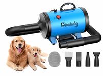 Blanlody Dog Hair Dryer Blaster 3200W/4.5HP Pet Grooming Hair Dryer Low Noise Temperature Heater with 4 Different Nozzles and Pet Grooming Brush