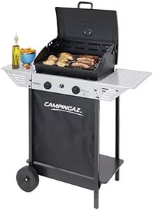Campingaz Xpert 100 L Plus Rocky Barbacoa Gas para Piedra Volcanica, con 2 Quemadores, 7.1 kW de Potencia,2 Parrillas de Acero Cromado,2 Mesas Laterales y Rocas de Lava,Negro, 98 x 48 x 124 cm