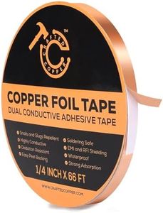 Conductive Copper Tape Double Sided Adhesive Copper Foil Tape for Stained Glass, Guitars, EMI Shielding, Electric Connections, Repairs, Grounding, Crafts (1/4INCH*66FT)