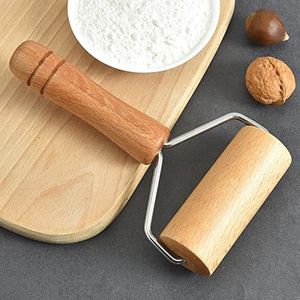 Wooden Dough Roller,5"X7"Small Rolling Pin T-Shape Pastry Roller Non Stick Wooden Rolling Pin Dough Baker Roller Time-Saver Pizza Dough Roller Multiuse Craft Clay Roller for Kitchen Fondant Bakery DIY