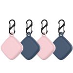 [4 Pack] Case for Tile Mate Tracker 2022 with Waterproof Cover, Soft Silicone Skin Full Body Protective Cover with Carabiner Accessories (Pink Blue)