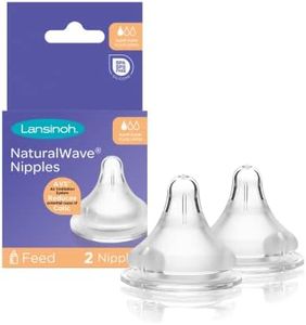 Lansinoh NaturalWave Baby Bottle Nipples, Slow Flow, Size S, Anti-Colic, 2 Count