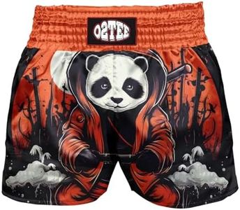 O2TEE Unisex Panda Muay Thai Shorts Kick Boxing Sport Sparring Trunks Gym Fitness, S