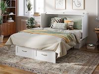 AFI Monroe Full Size Murphy Bed Chest with Mattress, Storage, & Built-in Charger in White