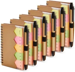 Juvale 6 Pack Pocket Notebook with Pen - Small Spiral Steno Notepads Bulk with Sticky Tabs and Ruler - Kraft Paper Cover (4 x 5.5 In)