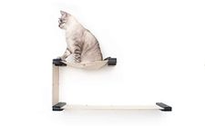 CatastrophiCreations Cat Double Decker Wall Mounted Lounge and Play Furniture Cat Tree Shelves - Onyx/Natural, One Size