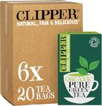 Clipper Organic Pure Green Tea Bags | 120 Teabags (6 x Boxes of 20) | Bulk Buy for Office, Home & Catering | Eco-Conscious, Fair Trade Tea | Natural Unbleached Plant-Based & Biodegradable