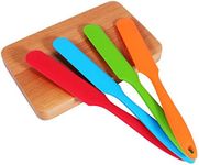 4Pcs Small Cream Scraper, Cake Butter Spatula Silicone Mixing Scraper Spoon Brush Handle Baking Cook Tool