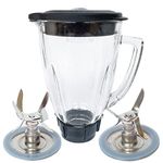 Veterger Replacement Parts 6-Cup Glass Jar Assembly With Blade, Gasket, Bottom Cap, Lid. Compatible with Oster Blenders