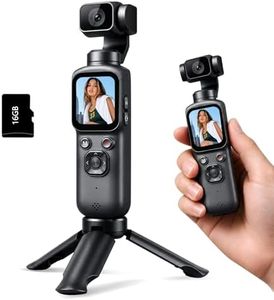 4K Vlogging Camera for YouTube, 75MP Pocket Digital Camera with 330° Rotating Gimbal Lens, Travel & Beginner Handheld Vlog Camera, WiFi Content Creator Kit with Tripod, 16GB Card